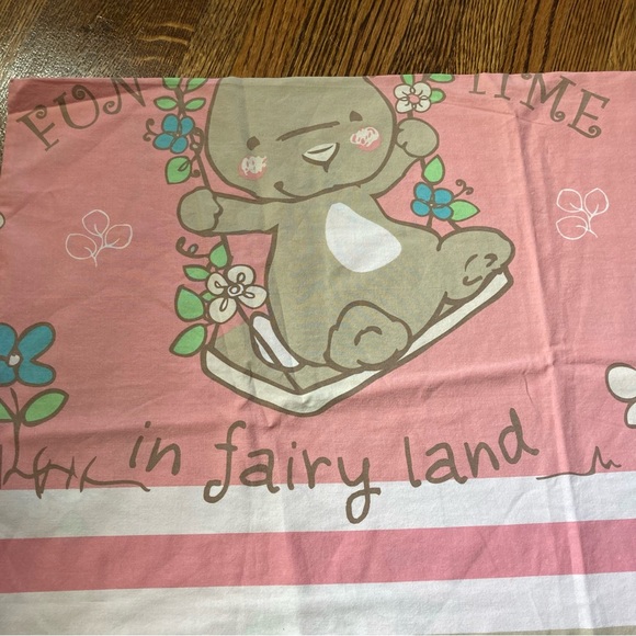 5/$25 Cute y2k “ Fun Time in Fairy Land “ Bunny Rabbit Pillowcase Pink floral - Picture 2 of 5